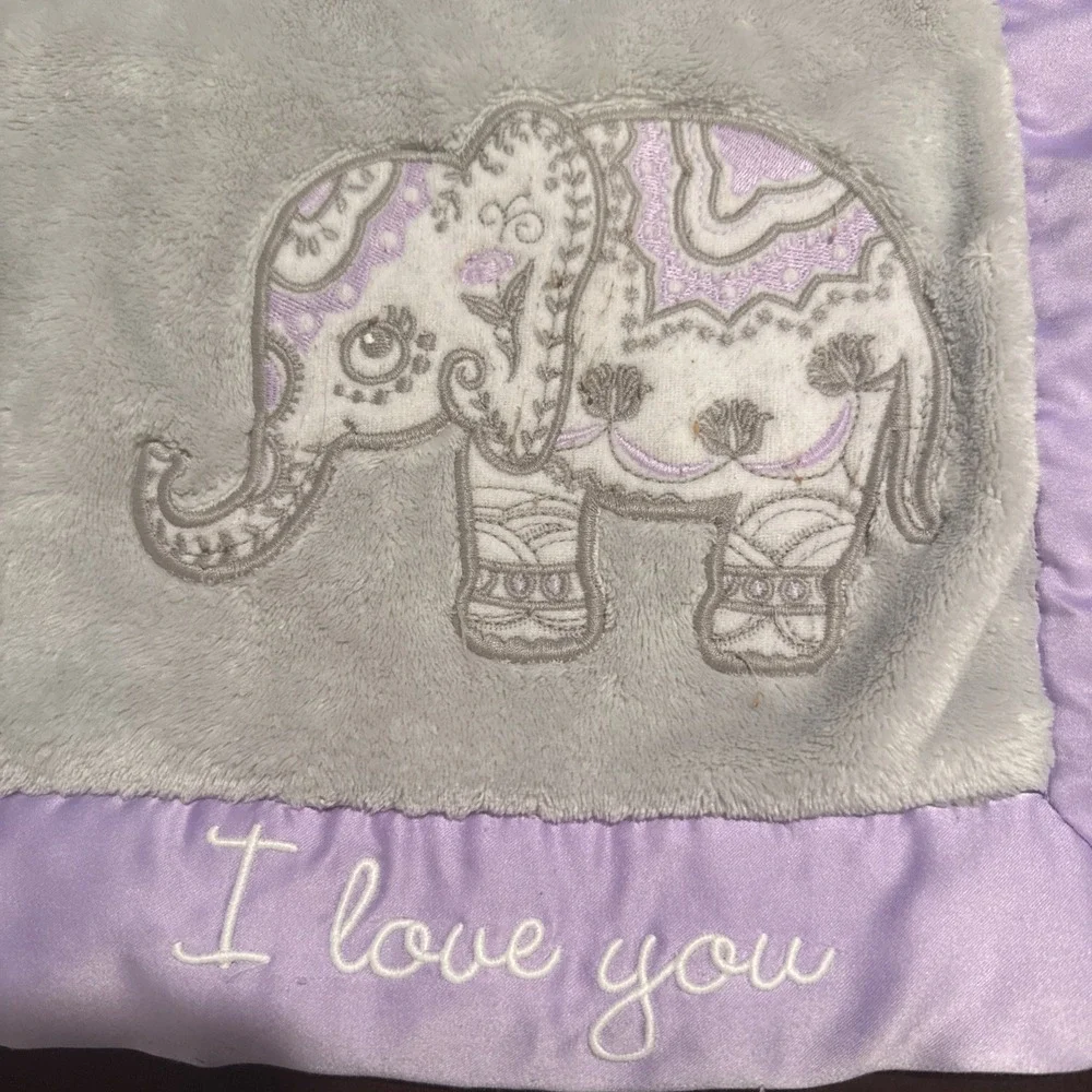 Wendy Bellissimo I Love You Elephant Baby Blanket Gray And Purple Lovey